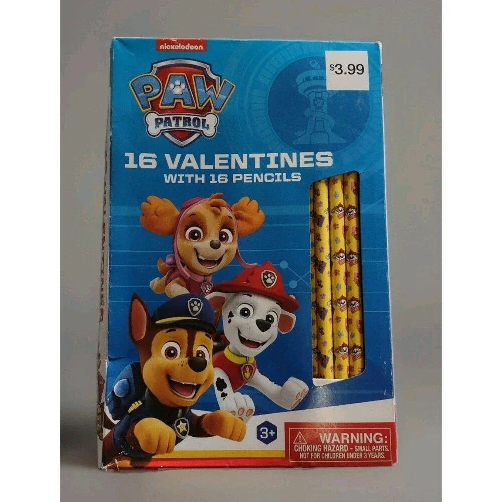 Valentines Day Cards (Box of 16) Nickelodeon Paw Patrol with Pencils